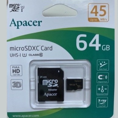 Apacer 宇瞻 64GB MicroSDXC UHS-I Class10 記憶卡(45MB/s) 記憶卡 手機存資料