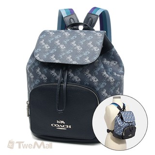 COACH 後背包 防刮皮革 馬車 LOGO 藍 全新 100%正品 全省專櫃可送修 twemall