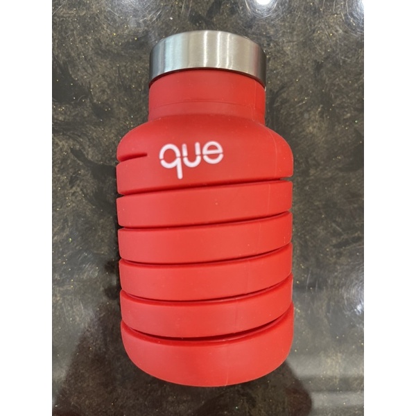 二手 美國Que bottle環保輕量伸縮水瓶  紅 600ml