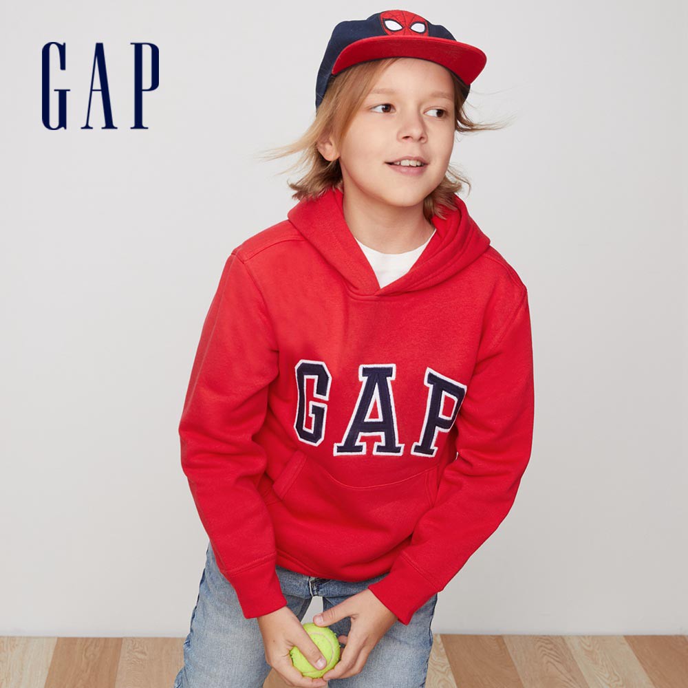 Gap 男童裝 Logo刷毛帽T-紅色(869631)