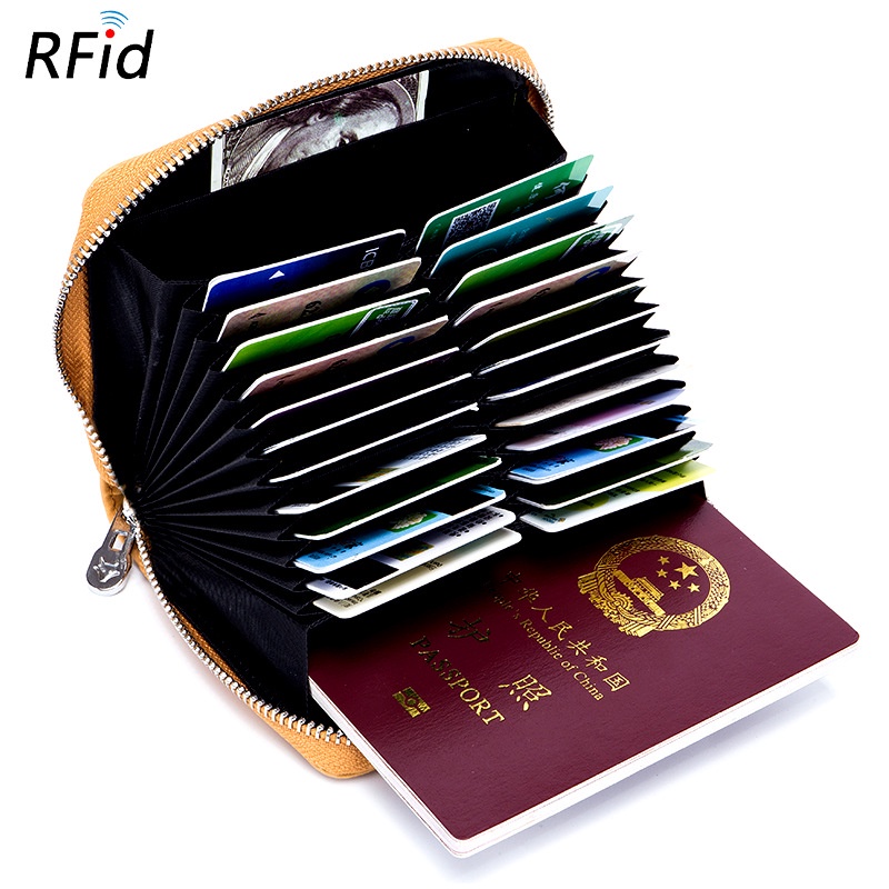 風琴卡包護照包男士錢包 真皮多功能防盜rfid卡夾女士錢夾