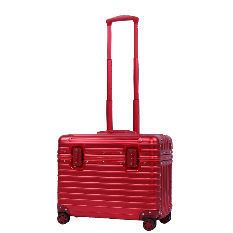 22 吋金屬鋁鎂合金行李箱 萬向輪密碼拉杆箱金屬箱 磨砂紅色 taobao二手全新 含攝影內層包 夾層DIY