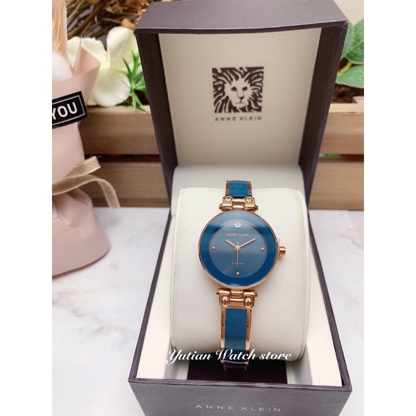 Anne Klein安妮克萊恩_真鑽系列錶款_土耳其藍色x手環款式(現貨款）_實體門市_台北內湖