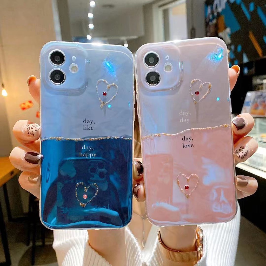Iphone 12 女孩藍光彩色簡約情侶軟殼 iPhone 手機殼適用於 iPhone 11 Pro Max 矽膠手機殼