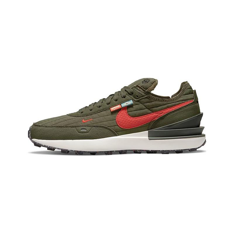 NIKE WAFFLE ONE NN 男休閒鞋 解構 環保材質 軍綠橘勾 DC8890200 Sneakers542