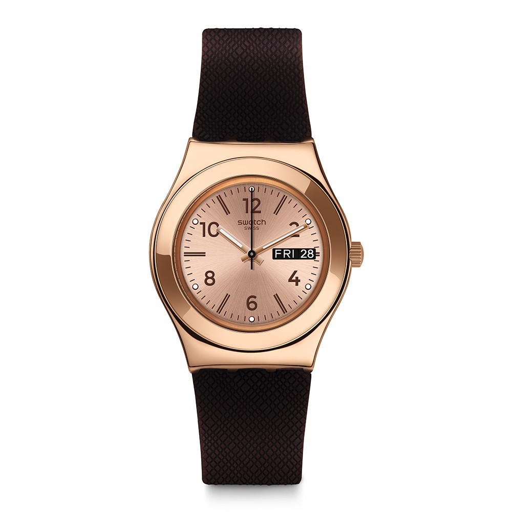 【SWATCH】Irony 金屬 手錶 瑞士錶 BROWNEE 可口布朗尼-33mm YLG701