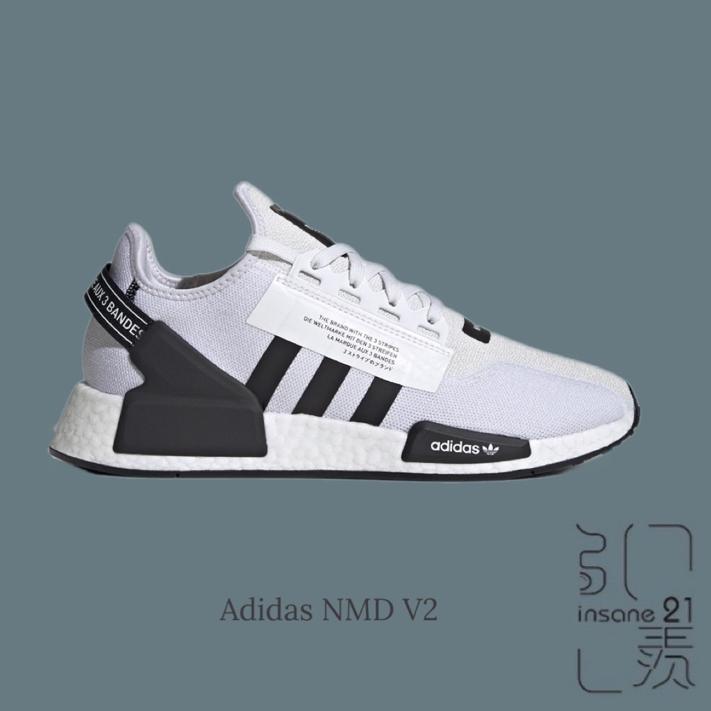 ADIDAS ORIGINALS NMD R1 V2 白黑 字體 白黑日文 情侶 GX6368【Insane-21】