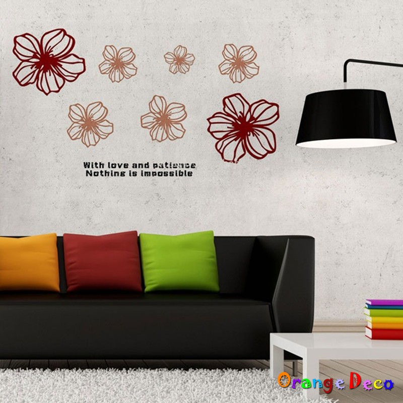 【橘果設計】咖啡色花卉 壁貼 牆貼 壁紙 DIY組合裝飾佈置