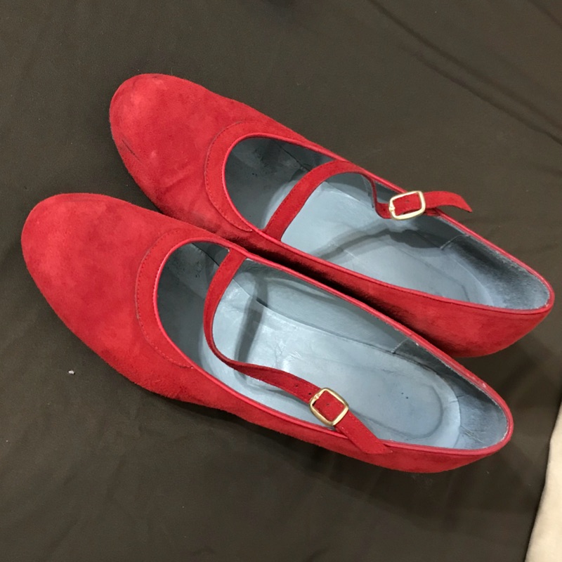 西班牙手工訂製麂皮佛朗明哥舞鞋 25號紅色全新