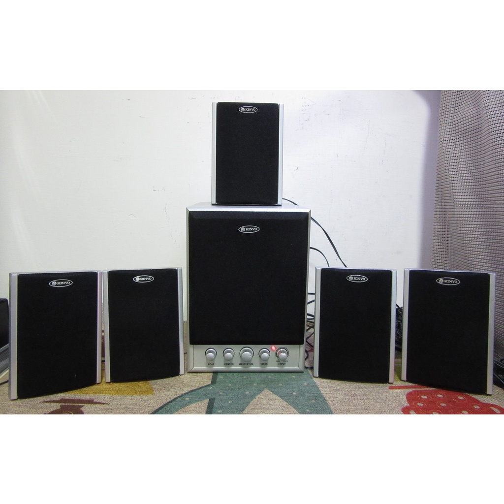 耐嘉 KINYO 精緻型家庭劇院喇叭組（SY-525）六件式重低音喇叭5.1聲道 重低音木質音箱