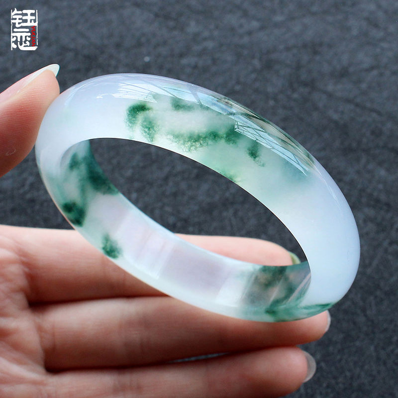 冰種飄花翡翠色玉鐲女款玉石玉鐲子手鐲石英岩玉手鐲帶證書 蝦皮購物