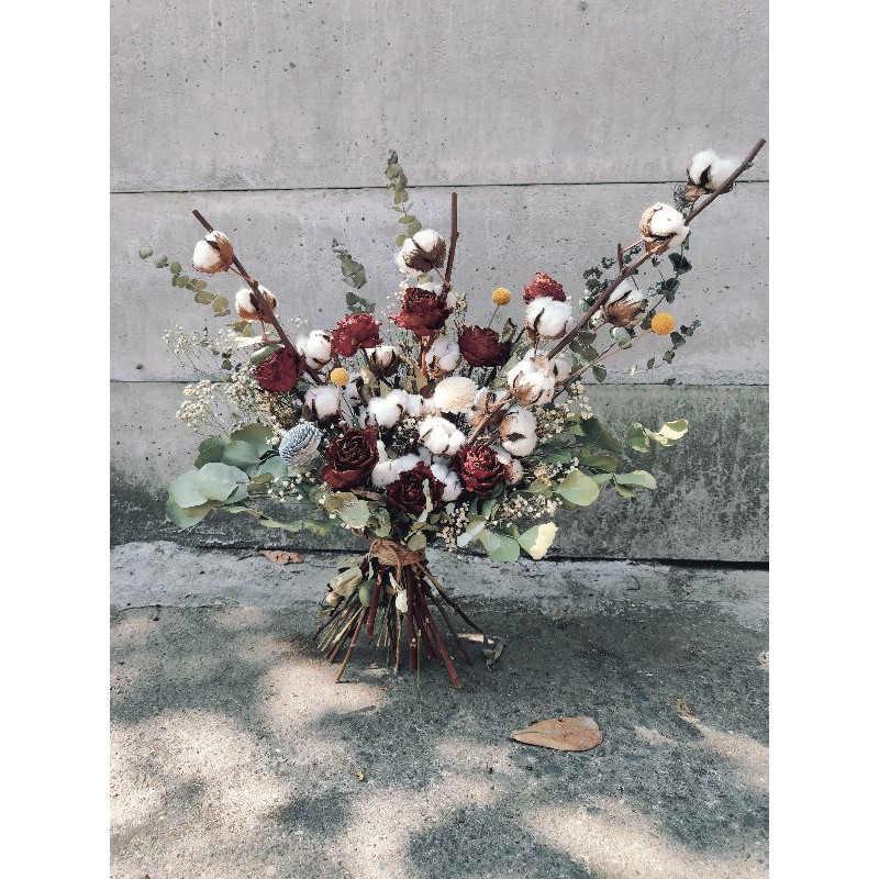 Nice Day 棉花捧花外拍捧花大捧花棉花花束拍照花束文青花束日系捧花乾燥花大束乾燥花 蝦皮購物