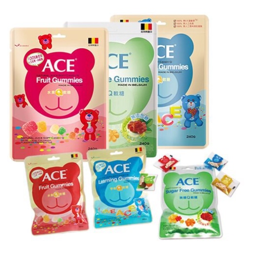 比利時ACE Q軟糖 量販包 (水果240g、字母240g、無糖240g)