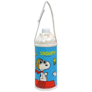 車之嚴選 cars go 汽車用品【SN151】SNOOPY 史奴比飛行帽圖案 帆布保冷保溫飲料袋(可吊掛車內頭枕)