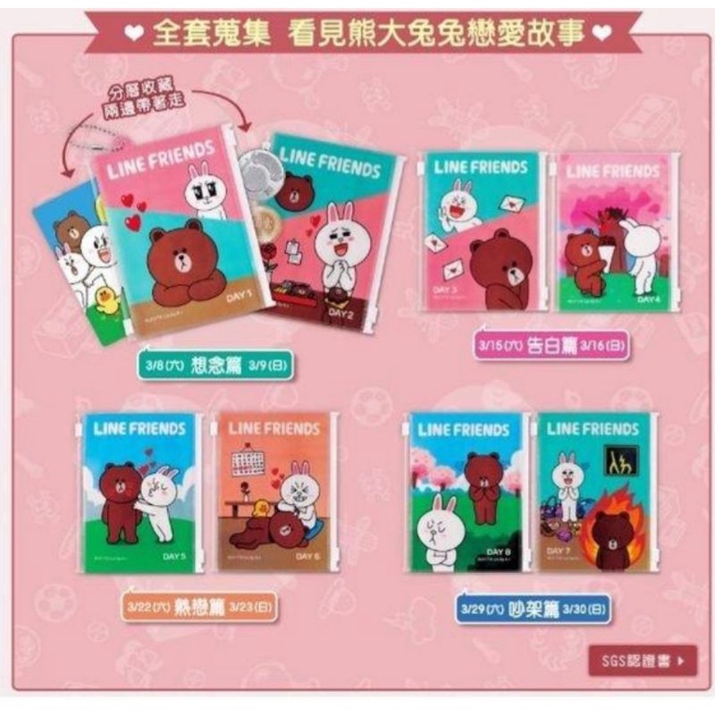 7-11 LINE FRIENDS 熊大兔兔戀愛故事 雙層夾鍊袋