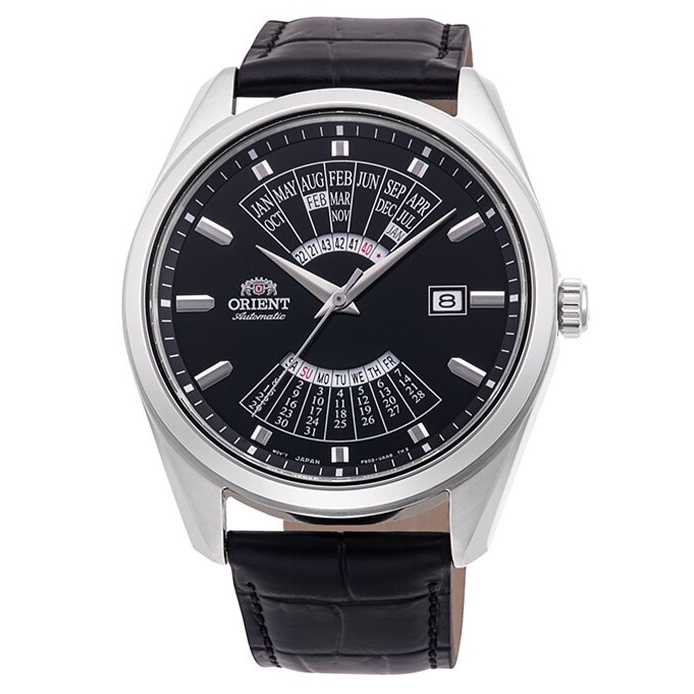 ORIENT 東方錶 男 現代系列 萬年曆皮革錶帶紳士機械腕錶-黑面(RA-BA0006B)/43.5mm