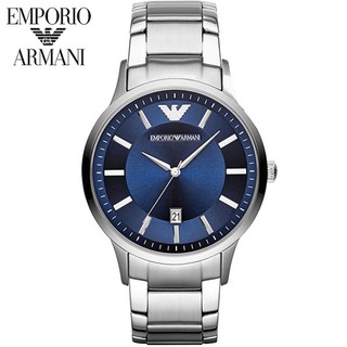 EMPORIO ARMANI AR2477/11180《亞曼尼 義大利時尚》43mm/大三針簡約日期窗款/藍【第一鐘錶】