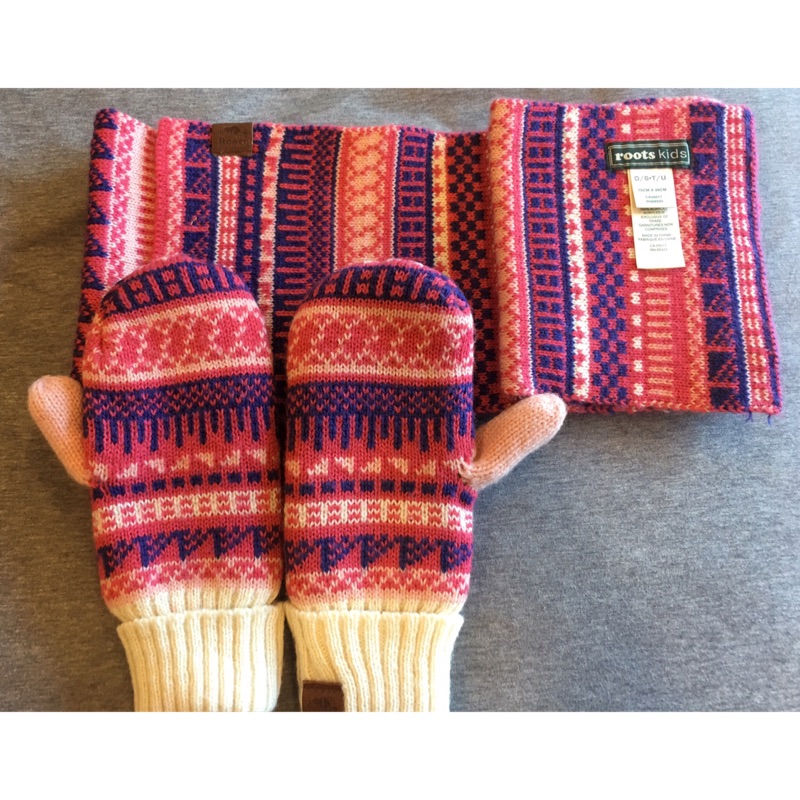 Roots kids孩童圍巾&amp;手套（#聖誕&amp;新年禮物、出國滑雪必備）