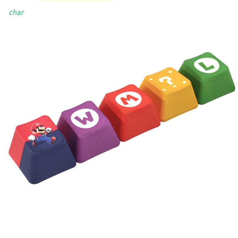 Char 5 鍵自定義 Mario 機械鍵盤鍵帽 PBT OEM 配置文件染料子馬里奧鍵集 DIY 用於機械鍵盤