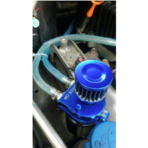 汽車改裝通用機油透氣壺配件带过滤油氣分離器機油過濾壺二次進氣過濾壺