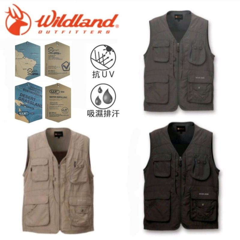 荒野WildLand中性V領透氣抗UV經典多口袋背心(W1716,W1706 )