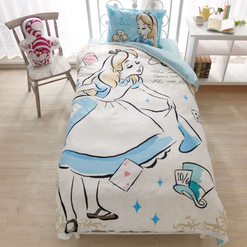 日本代購 迪士尼 disney 愛麗絲夢遊仙境 貝兒 長髮公主 小美人魚 白雪公主 單人床包 三件組 床單 被套 枕頭套