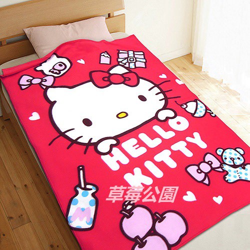 草莓公園【三麗鷗 Hello Kitty 凱蒂貓 kt 寢具 毛毯 薄毯 刷毛毯 懶人毯 冷氣毯 車用毯 禮物】