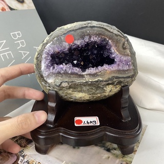 迷你版小晶洞💜漂亮紫又透🪞桌上型晶洞 ESPA+ 1.6kg 烏拉圭紫晶洞✨ 紫晶洞🇺🇾烏拉圭晶洞 紫水晶洞 原皮晶洞