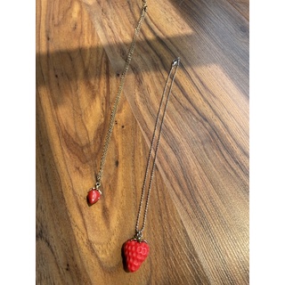 草莓鑲鑽吊墜項鍊 草莓造型項鍊
