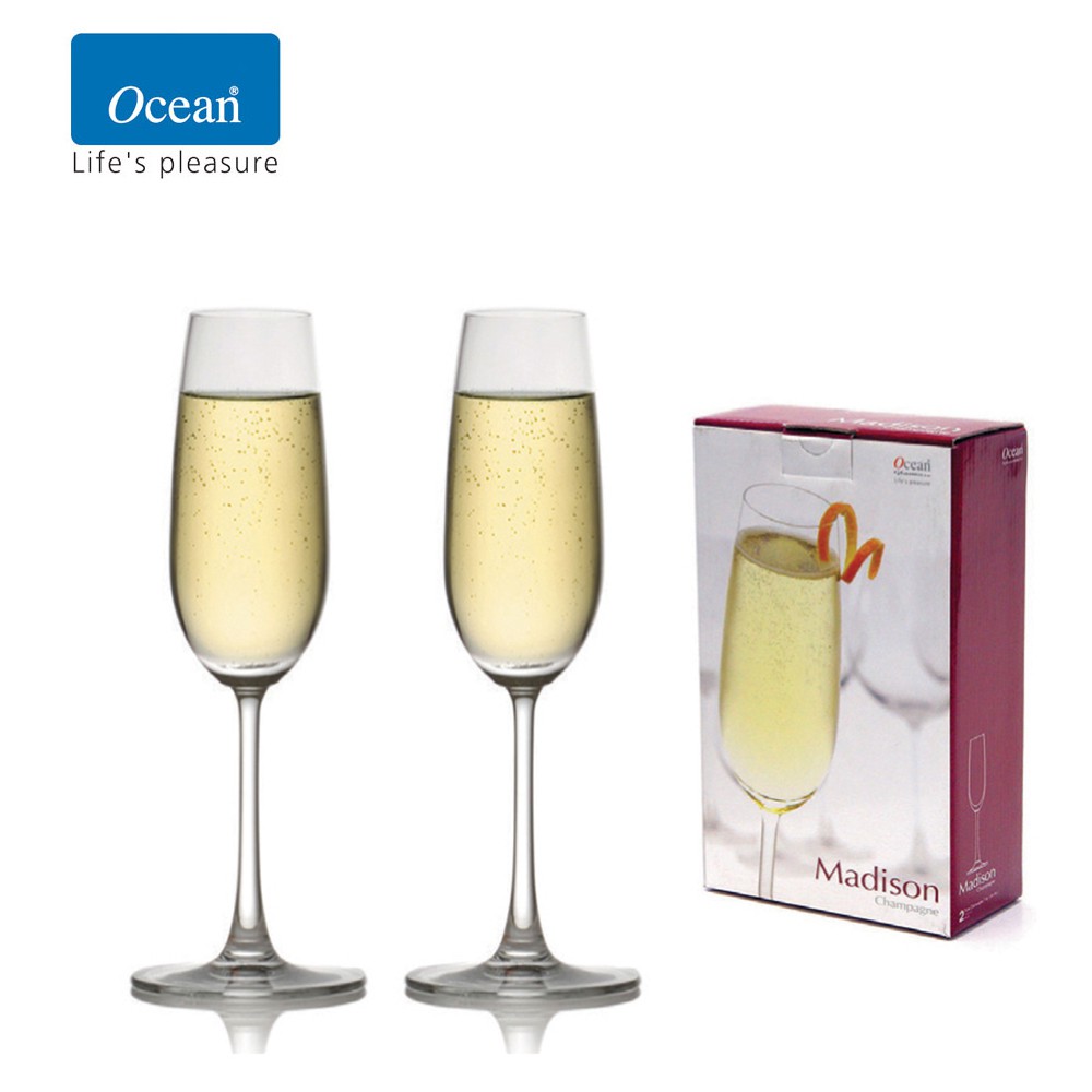 【Ocean】麥德遜香檳杯(2入方形禮盒組)/1組-高腳杯《泡泡生活》
