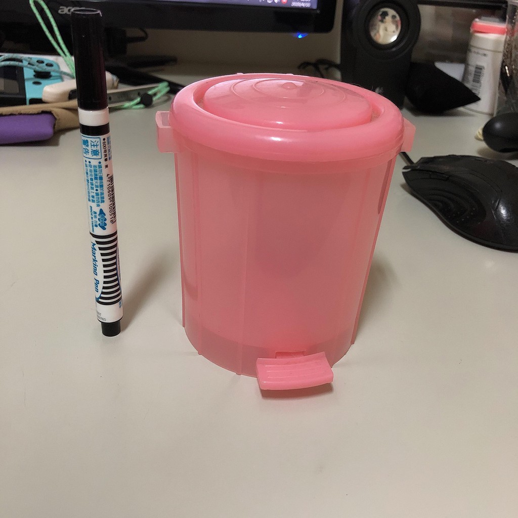 二手 現貨 粉紅色 小型 垃圾桶 桌上型 小物 收納