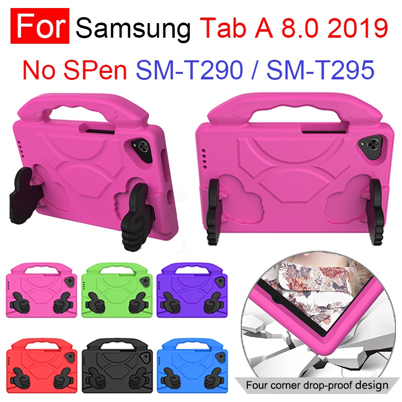適用於三星Tab A 8.0 2019 T290 T295 Eva 兒童保護套帶支架手柄輕巧防震保護套