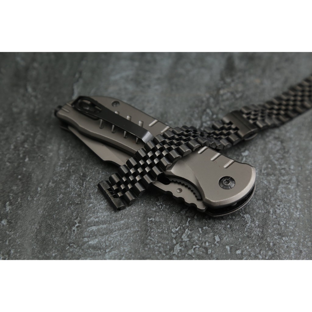 黑色實心五珠款超值22mm or 20mm平頭不鏽鋼製錶帶双按式蝴蝶錶扣～智慧表可用～可使用快拆彈簧棒