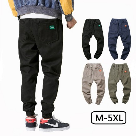 【M-5XL】台灣發貨休閒長褲 男生長褲 寬鬆工作褲 多口袋大尺長褲 工裝褲 潮牌束腳褲 日系復古縮口褲 運動褲 褲子男