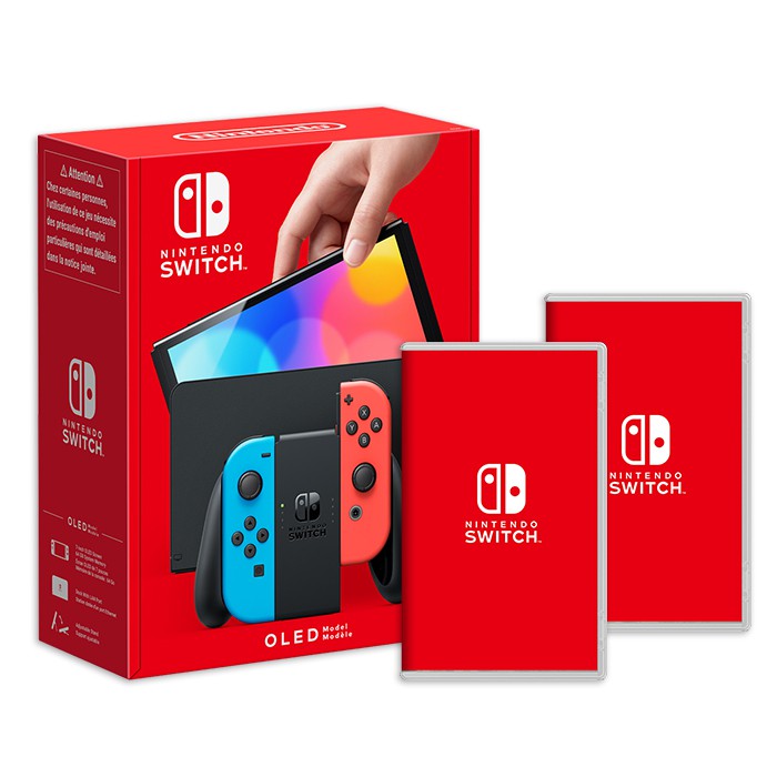 任天堂 Nintendo Switch（OLED紅藍色款式） 台灣公司貨 + 精選遊戲x2 現貨 廠商直送