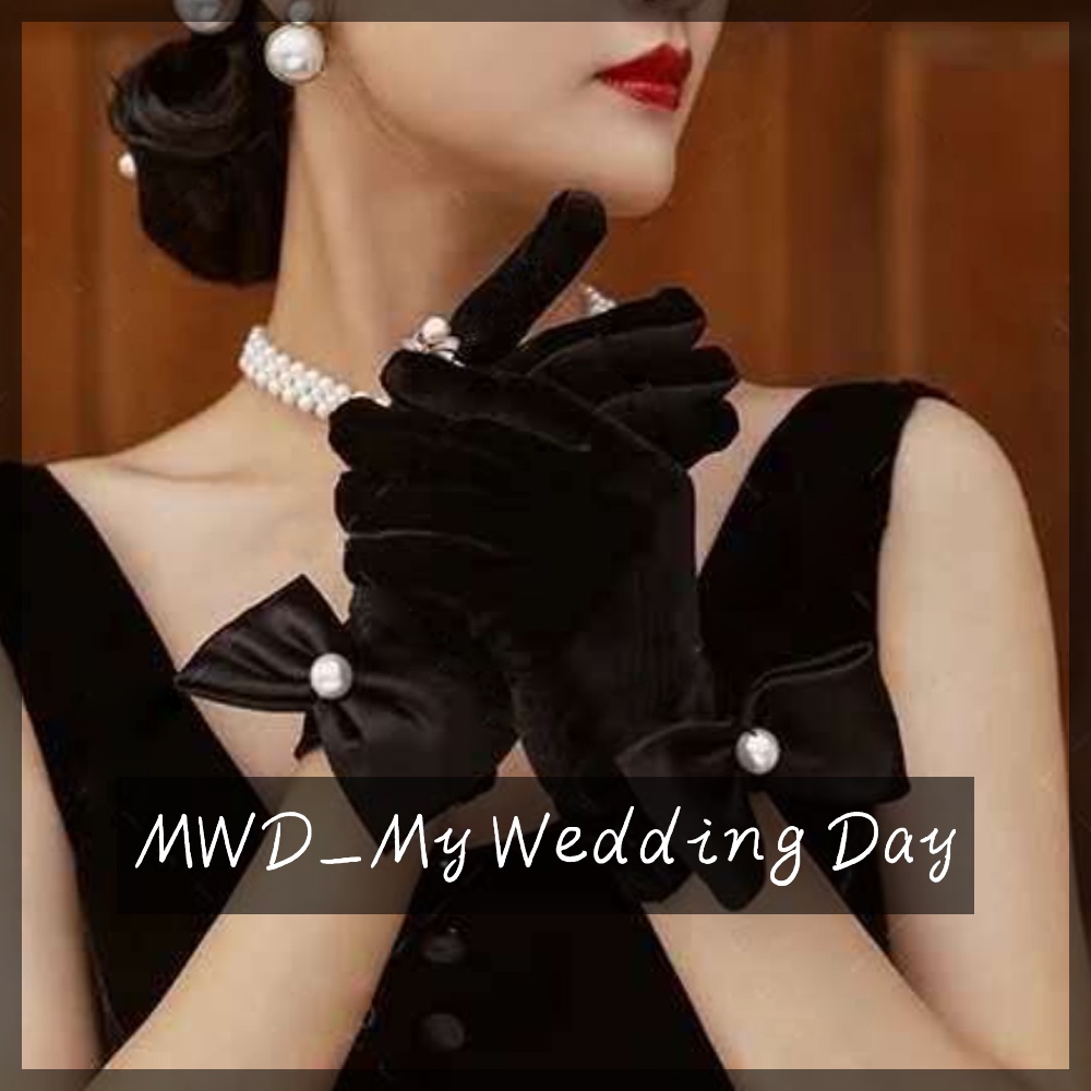 現貨 新娘手套【黑緞面手套】 【復古手套】WD0357▸赫本手套 ▸短款絲絨手套▸婚紗造型手套▸婚紗配件▸緞面短手套
