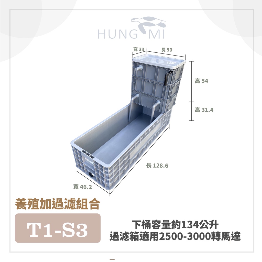 泓米 | T1-S3 養殖桶+過濾組合 生態循環過濾箱 養殖桶 烏龜箱 養殖箱 澤龜 飼養箱 水龜 澤龜 錦鯉桶 塑膠箱