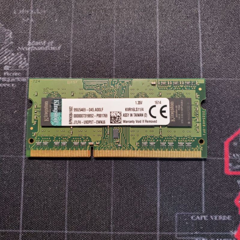 [二手] 金士頓 DDR3L 1600 4G 1.35V 低電壓筆記型 記憶體