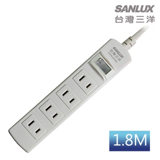 SANLUX台灣三洋 2孔4座1切電源延長線-1.8M SYPW-241WA