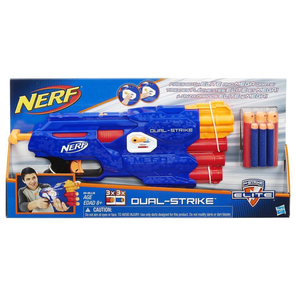 孩之寶nerf 熱火精英 軟彈玩具槍 B4619 紅色 藍色 子彈兩用 雙重發射器