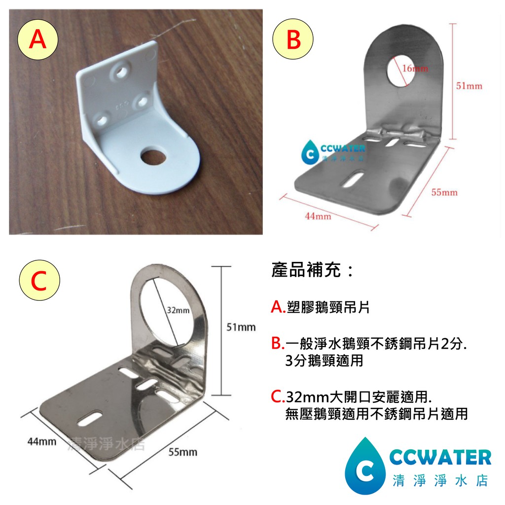 【清淨淨水店】鵝頸龍頭用 塑膠鵝頸吊片/不銹鋼鵝頸龍頭安裝吊片/白鐵不銹鋼/安麗鵝頸專用吊片《RO週邊耗材 》10元起