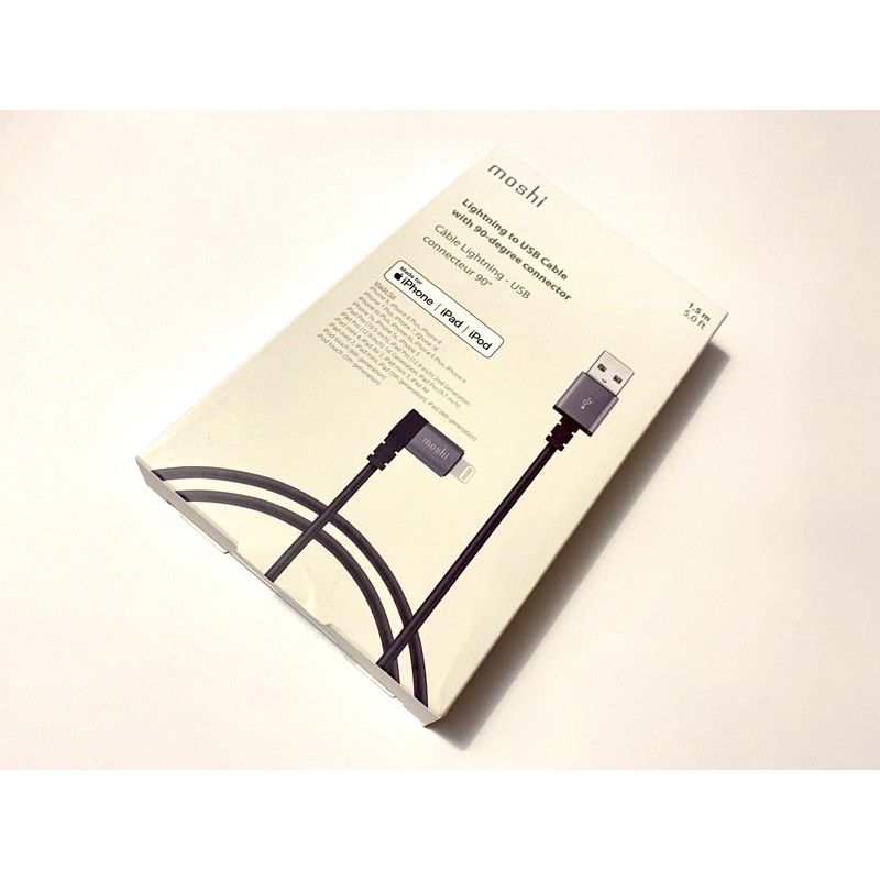 「全新」Moshi Lightning to USB 90°彎頭傳輸線 (1.5m）iPhone充電線
