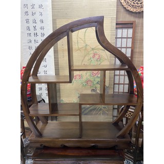 【香川閣 】高雄實體店面《全新柚木桃型 多寶格 》大書架 宴王 藝品架 藝品架裸空 展示架 約高60x寬60x深12