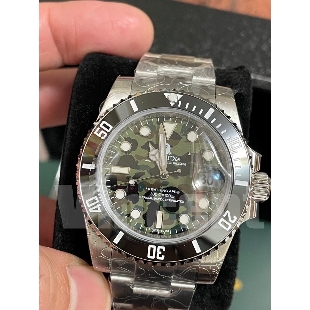 全新 預購 1ST CAMO TYPE 1 BAPEX 迷彩水鬼系列 錶面 錶帶都有迷彩紋路