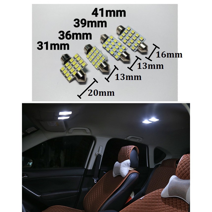 (買5送1)  2835晶片  雙尖 LED 16燈車用小燈 室內燈 閱讀燈