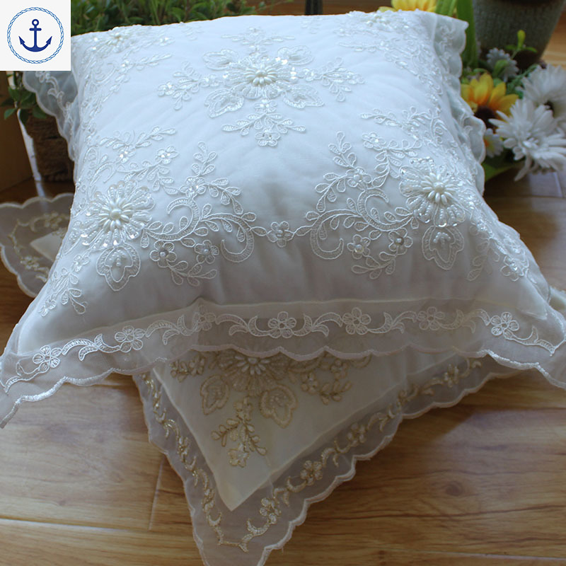 Aqua抱枕套 歐式簡約韓式蕾絲客廳沙發抱枕套靠墊汽車腰枕辦公室pp棉新中式 蝦皮購物