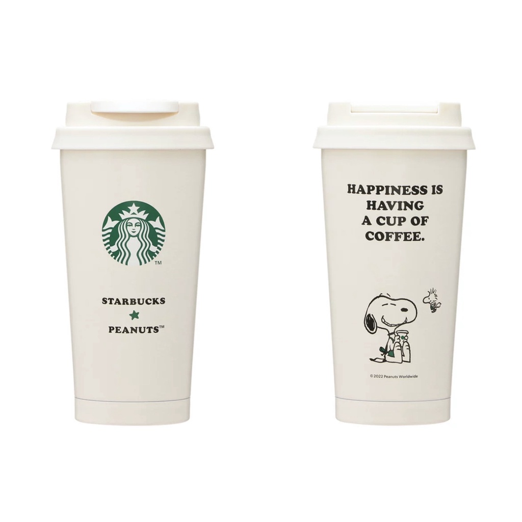 Starbucks官方正品！日本星巴克2022聯乘聯名史努比白色 Togo不銹鋼杯果汁珍奶茶奶昔茶水咖啡杯473ml