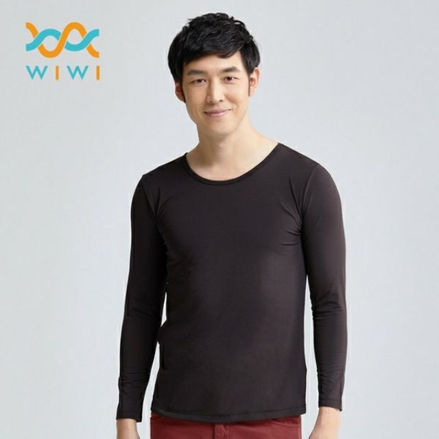 【WIWI】MIT溫灸刷毛圓領發熱衣- 經典黑 男M