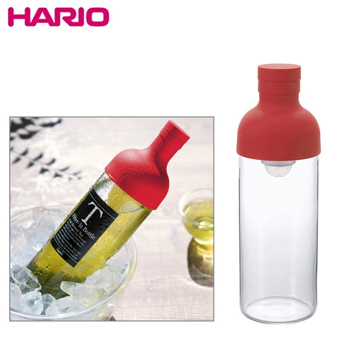 【HARIO】酒瓶造型冷泡茶玻璃水壺300ml-紅色 / FIB-30-R