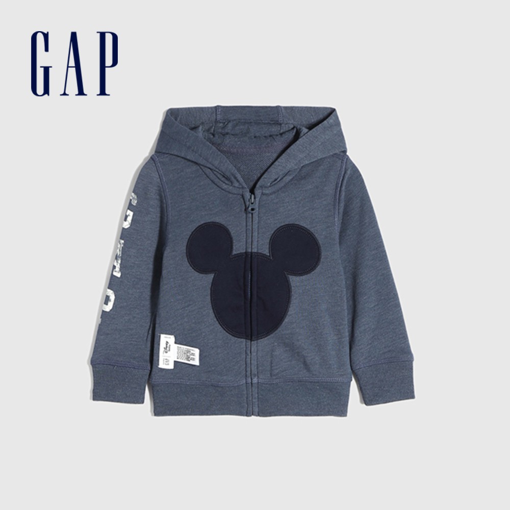 Gap 嬰兒裝 Gap x Disney迪士尼聯名 可愛運動連帽外套-灰藍色(909429)